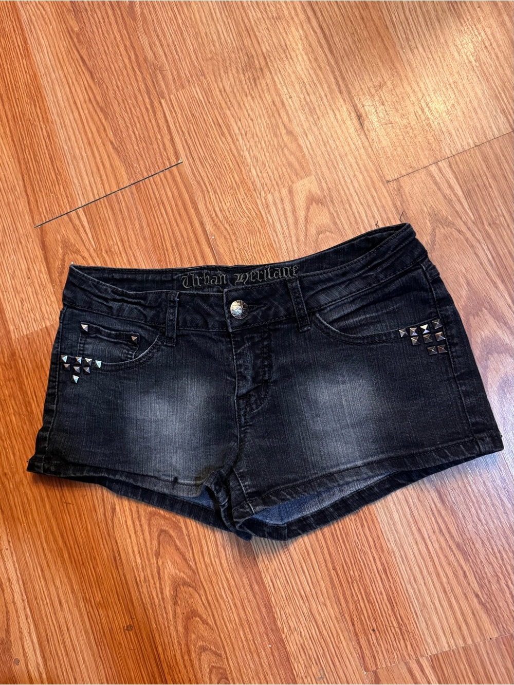 Urban Heritage Black Denim Studded Shorts